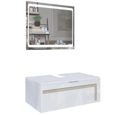 Vladon Waschbeckenunterschrank Sand 96x36x51 cm