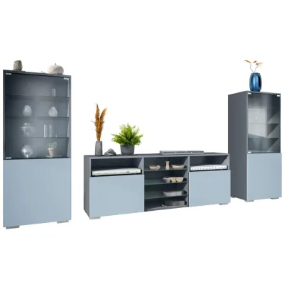 Vladon Wohnwand Pastellblau 286x122.5x35 cm