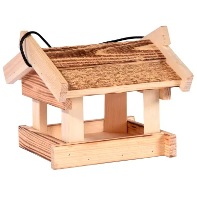 Vogelfutterhaus 'Flame', natur, Holz geflammt, 18 x 18,5 x 15,5 cm