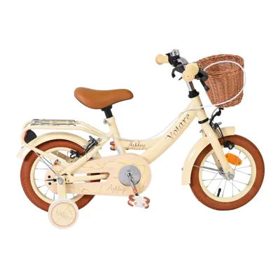 Volare Kinderfahrrad Ashley für Mädchen 12 Zoll Kinderrad in Creme, Zwei Handbremsen