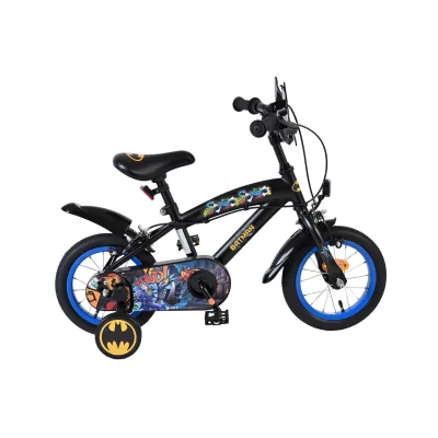 Volare Kinderfahrrad Batman für Jungen 12 Zoll Kinderrad in Schwarz, Zwei Handbremsen