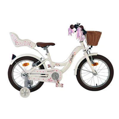 Volare Kinderfahrrad Blossom für Mädchen 16 Zoll Kinderrad in Weiß, Zwei Handbremsen