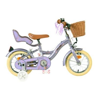 Volare Kinderfahrrad Blossom für Mädchen 12 Zoll Kinderrad in Lila, Zwei Handbremsen