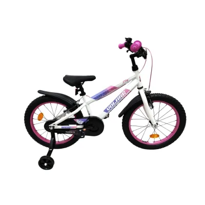 Volare Kinderfahrrad Lily für Mädchen 18 Zoll Kinderrad in Weiß Rosa Lila, Zwei Handbremsen