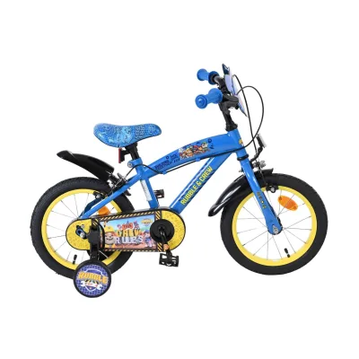 Volare Kinderfahrrad Rubble & Crew für Jungen 14 Zoll Kinderrad in Blau, Zwei Handbremsen