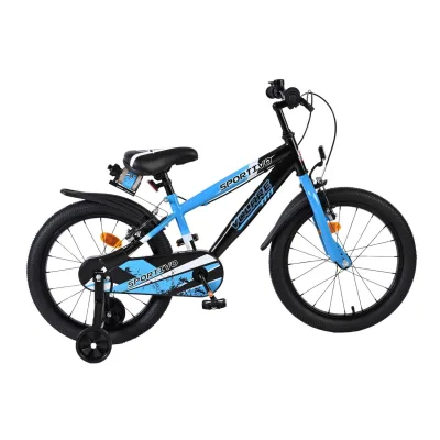 Volare Kinderfahrrad Sportivo für Jungen 18 Zoll Kinderrad in Blau Schwarz, Zwei Handbremsen