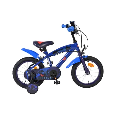 Volare Kinderfahrrad Superman für Jungen 14 Zoll Kinderrad in Blau, Zwei Handbremsen