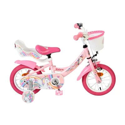 Volare Kinderfahrrad Unicorn für Mädchen 12 Zoll Kinderrad in Rosa