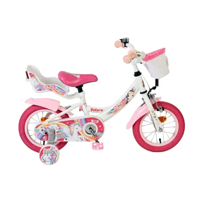 Volare Kinderfahrrad Unicorn für Mädchen 12 Zoll Kinderrad in Weiß