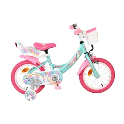 Volare Kinderfahrrad Unicorn für Mädchen 14 Zoll Kinderrad in Grün