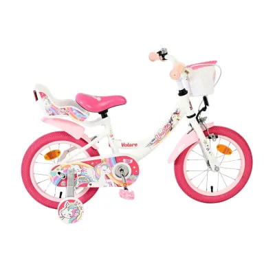 Volare Kinderfahrrad Unicorn für Mädchen 14 Zoll Kinderrad in Weiß