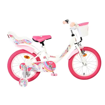 Volare Kinderfahrrad Unicorn für Mädchen 16 Zoll Kinderrad in Weiß