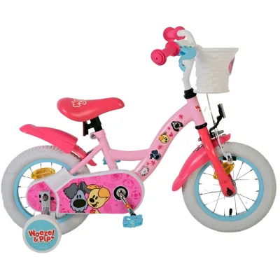 Volare Kinderfahrrad Woezel & Pip für Mädchen 12 Zoll Kinderrad in Rosa
