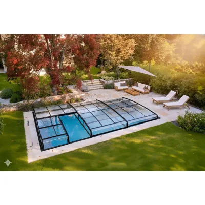 Poolüberdachung "Aqualina" aus Aluminium, ca. 8,81 x 4,26 x 0,92 m