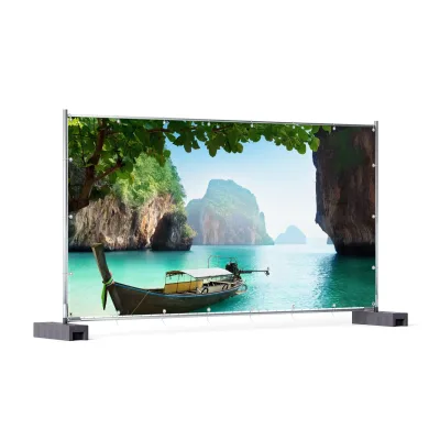 Wallario Gartenposter ca. 100 x 150 cm Fischerboot in Thailand  blaues Meer und Steinfelsen