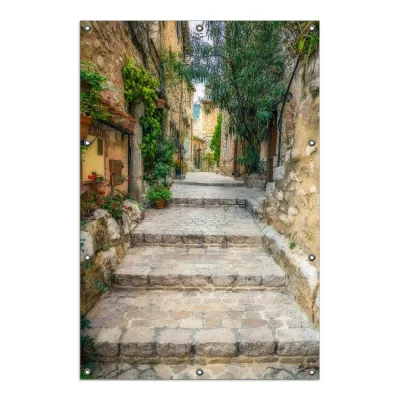 Wallario Gartenposter ca. 60 x 90 cm Alte steinerne Gasse in Südfrankreich