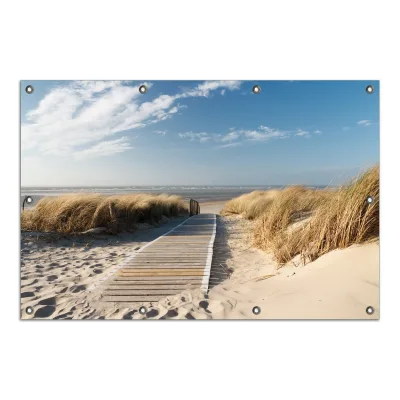 Wallario Gartenposter ca. 60 x 90 cm Auf dem Holzweg zum Strand