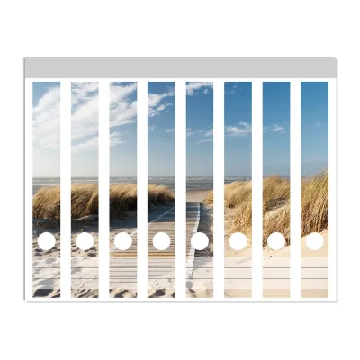 Wallario Ordnerrücken Sticker 12 Stück Auf dem Holzweg zum Strand