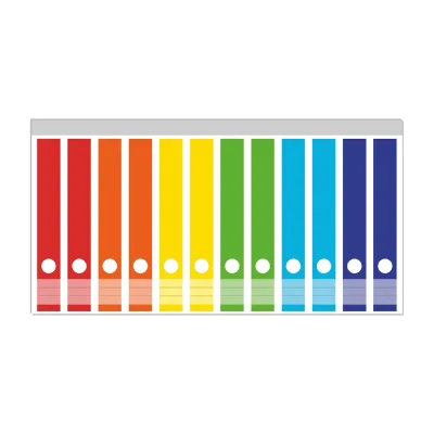 Wallario Ordnerrücken Sticker 12 Stück Kräftiger bunter Regenbogen