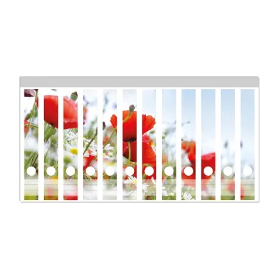 Wallario Ordnerrücken Sticker 12 Stück Mohnblumen unter blauem Himmel