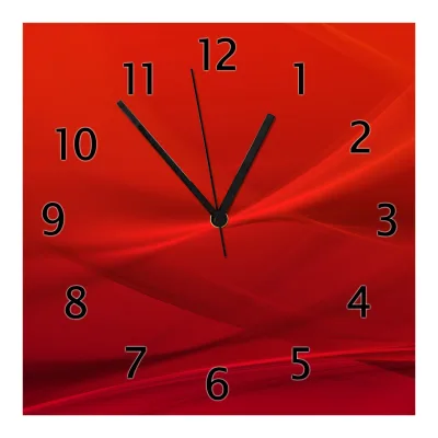 Wallario Uhr 30 x 30 cm, schwarze Zeiger Abstrakte rotes Muster - roter Stoff
