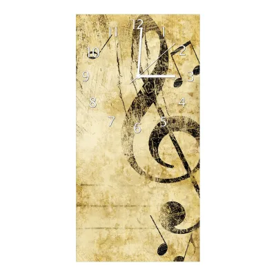 Wallario Uhr 30 x 30 cm, schwarze Zeiger Musik als Leidenschaft  Notenschlüssel in braun