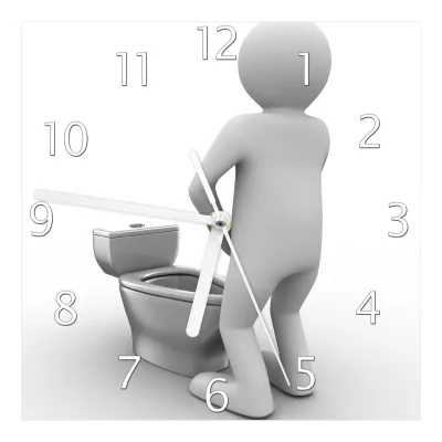 Wallario Uhr 30 x 30 cm, schwarze Zeiger Pinkelndes Computer-Männchen und künstliche Toilette