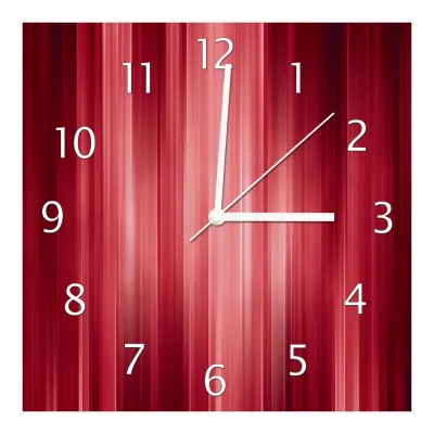 Wallario Uhr 30 x 30 cm, schwarze Zeiger Rot und schwarz gestreift - Abstraktes Streifenmuster