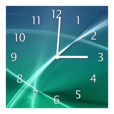 Wallario Uhr 30 x 30 cm, weiße Zeiger Abstrakte Formen und Linien in blau grün türkis