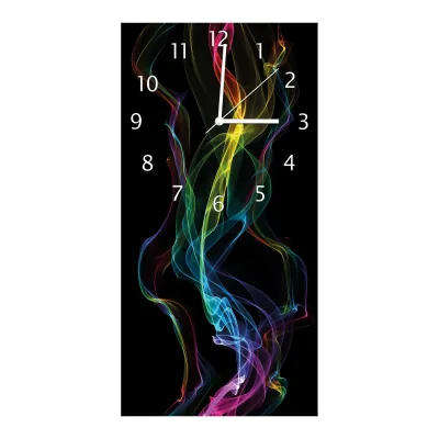Wallario Uhr 30 x 30 cm, weiße Zeiger Bunter Rauch vor schwarzem Hintergrund