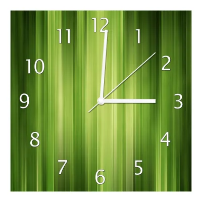 Wallario Uhr 30 x 30 cm, weiße Zeiger Grün und schwarz gestreift - Abstraktes Streifenmuster