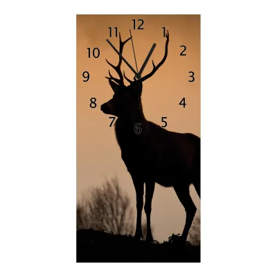 Wallario Uhr 30 x 30 cm, weiße Zeiger Rothirsch am Abend