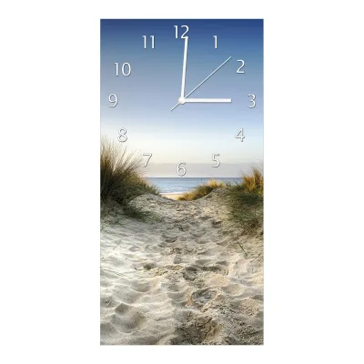Wallario Uhr 30 x 60 cm, schwarze Zeiger Weg durch die Dünen zum Strand am Meer