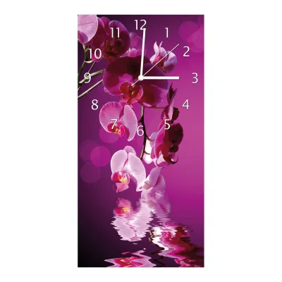 Wallario Uhr 30 x 60 cm, weiße Zeiger Rosafarbene Orchidee  Blüten in pink