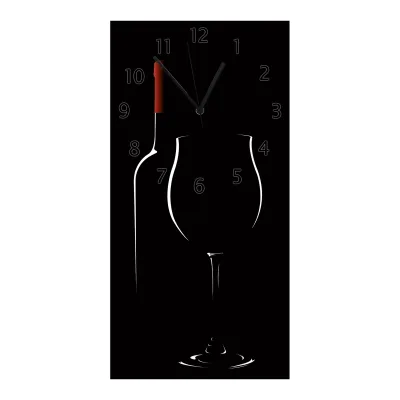 Wallario Uhr 30 x 60 cm, weiße Zeiger Rotwein bei Nacht