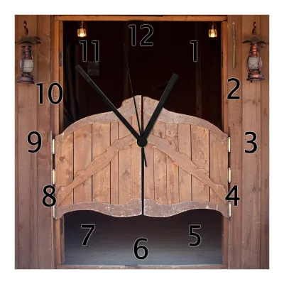Wallario Uhr 30 x 60 cm, weiße Zeiger Saloontür