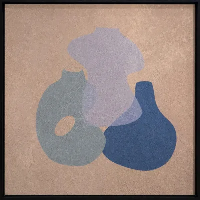 Wandkraft Bild Hugging Pots II Blau, Beige 74x74x10 cm