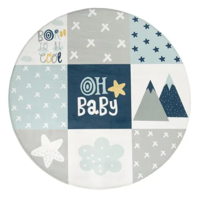 Waschbarer kinderteppich Chiko blau 150 cm rund