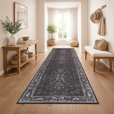 Waschbarer teppich Sami anthrazit 80x300 cm