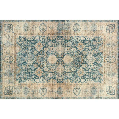 wash+dry Flachwebeteppich Aven Blau 120x180 cm