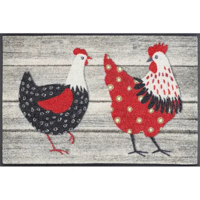 wash+dry FUßMATTE Chicken Farm Mehrfarbig 50x75 cm