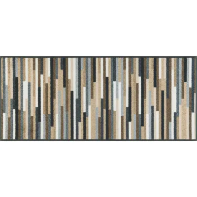 wash+dry FUßMATTE Mikado Stripes Braun, Grau, Beige 60x140 cm