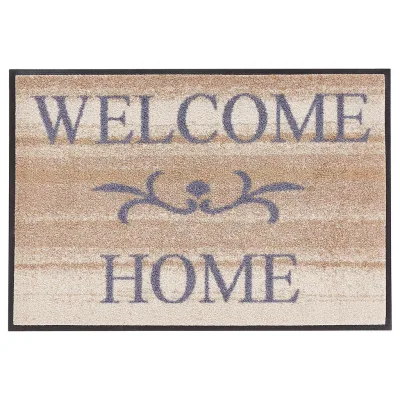 wash+dry FUßMATTE Welcome Home Flieder, Beige 50x75 cm