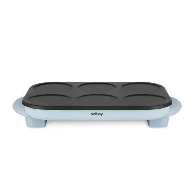 Wëasy GOO60 Party Crepes-Maker / 6 Mini-Crepes oder Pancakes/ 11,5 cm Durchmesser / bis zu 240°C / inklusive 6 Teigverteiler / 1500 W / schwarz
