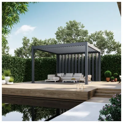 Weide Sichtschutzwand 4 M Pergola Seitenwand Verstellbare Lamellen Anthrazit4 Meter Anthrazit