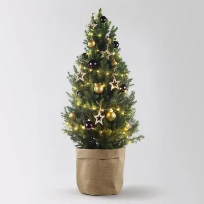 Weihnachtsbäumchen inkl. Deko, braun-gold, Topf-Ø 25 cm, Höhe ca. 100 cm