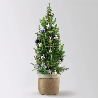 Weihnachtsbäumchen inkl. Deko, silber-schwarz, Höhe ca. 50 cm, Topf-Ø 23 cm
