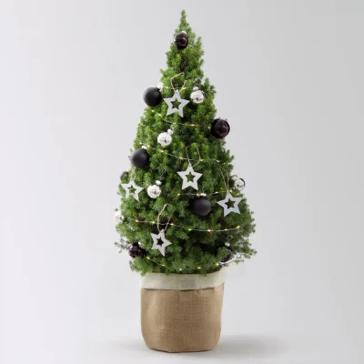 Weihnachtsbäumchen inkl. Deko, silber-schwarz, Höhe ca. 80 cm, Topf-Ø 25 cm