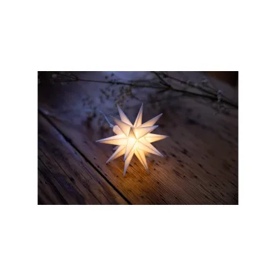 Weihnachtsstern LED Dekostern Klein 8cm Weiss mit Batteriefach für 3 AA Batterien 6h Timerfunktion (1,5m Kabel) Innenraum DEKO 3D Stern 18 Zackig Leuchtstern LED Weihnachtsstern beleuchtet