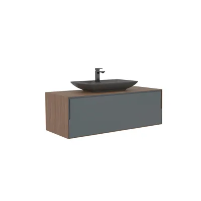 Welnova Waschtischkombi Craft Anthrazit, Walnuss 120 cm